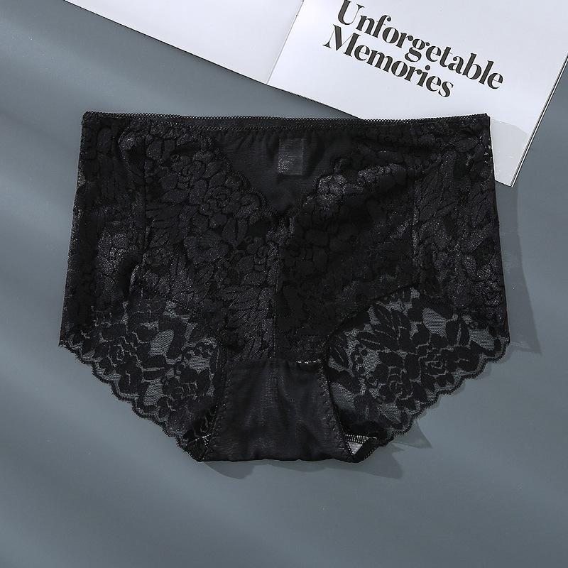 Tamanho grande triângulo para mulheres renda gelo seda sem costura roupa íntima algodão puro médio alcance, calcinha cintura média