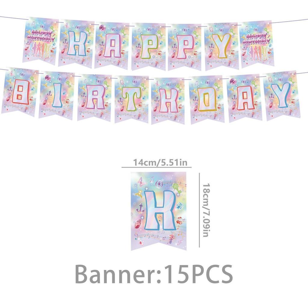 Girl Group-Themed Birthday Party Decorations: Disposable Paper Plates, Cups, Banners, and Cake Topper Set