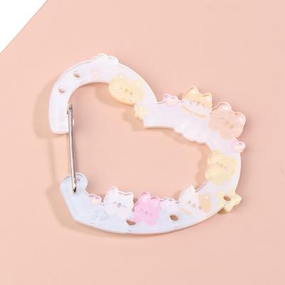 Kawaii Heart Bunny Carabiner Keychain Cute Cartoon Acrylic Keyring Couple Key Ring Lovely Bag Pendant Backpack Charm Gifts