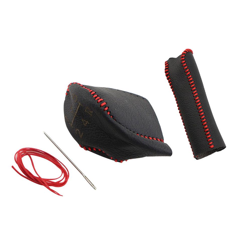 Car Gear Shift Collars for Fiesta Ecosport Focus 2 MK2 MT Leather Gear Shift Knob Cover Protector Interior Accessories