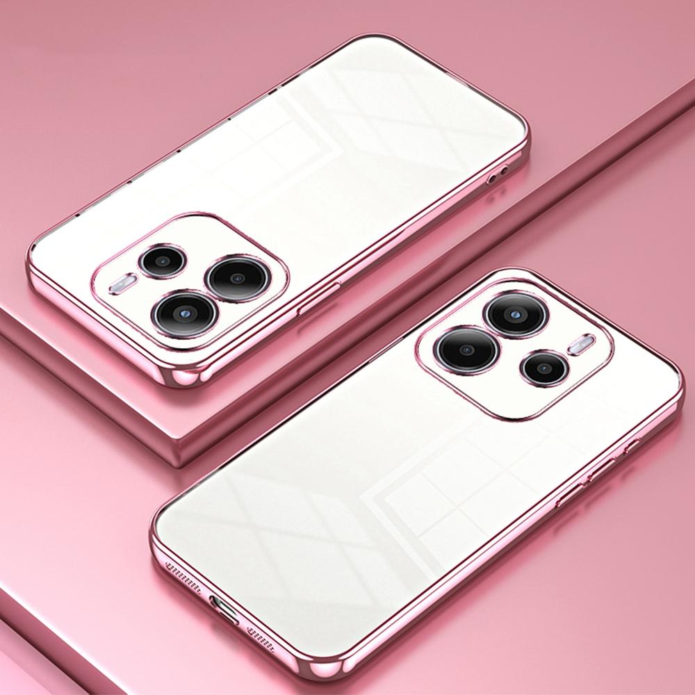 

For Xiaomi Redmi Note 14 4G (163.25mm) Case Electroplating Frame Soft TPU Phone Cover Pink
