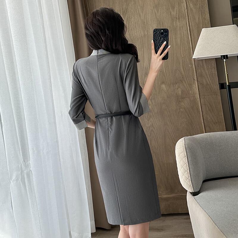 TELUOMAN Women's Professional Mid-Sleeve A-Line Dress
