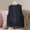 Women's Lyocell Blend Round Neck Denim Vest