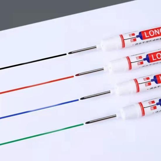 Extra-Long Tip Marker Pen Fine Line Woodworking Tile Metal Marker for Deep Hole & Plumbing Oil-Based