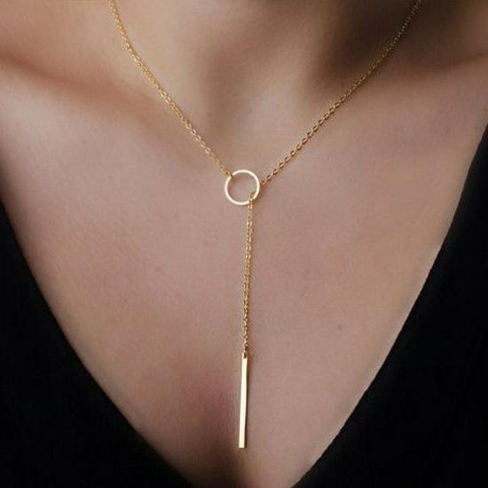 

NJ580 Korean Punk Fashion Metal Ring Clavicle Necklace