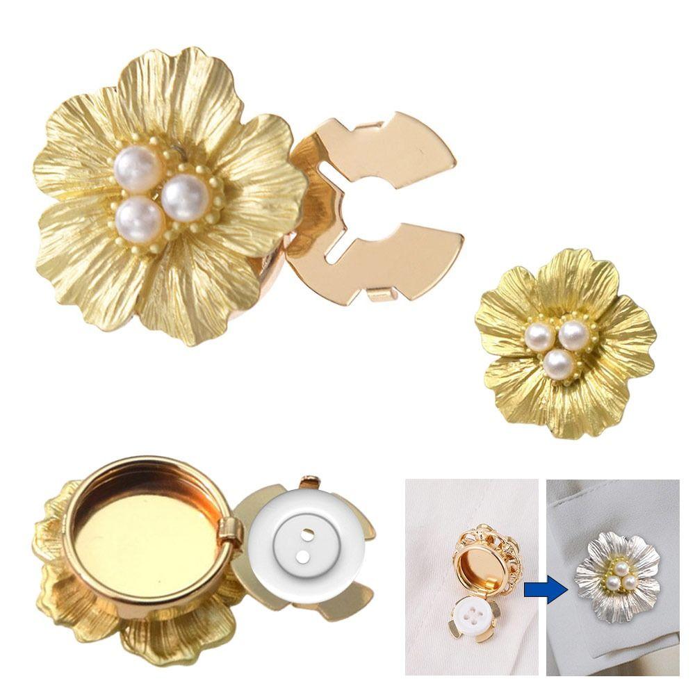 Rhinestone Perle Blomst Knappedeksel DIY Tilbehør Blomst Mansjettknapper for Menn Kvinner Klær