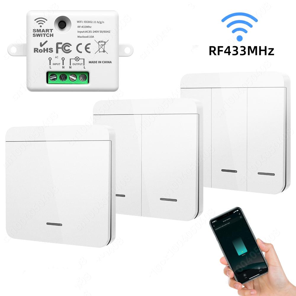 Tuya Smart Home WIFI Relay Module Switch Mini Light RF433MHz Wall Panel Switch Wireless Voice Control Timer Google Home Alexa