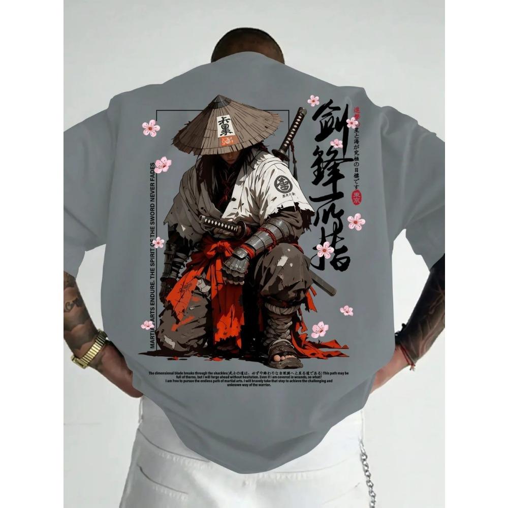 European and American men's summer dark warrior letter print comfortable and breathable round neck T-shirt outdoor street top