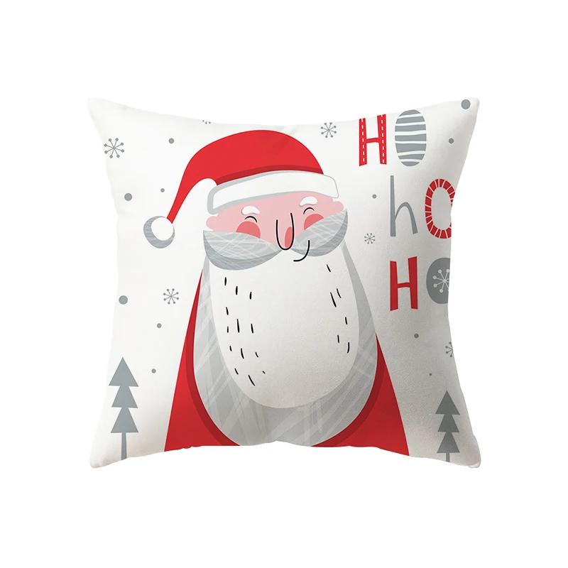 Merry Christmas Cute Santa Claus Snowman Print Pattern Cushion Cover Home Living Room Sofa Decoration Pillow