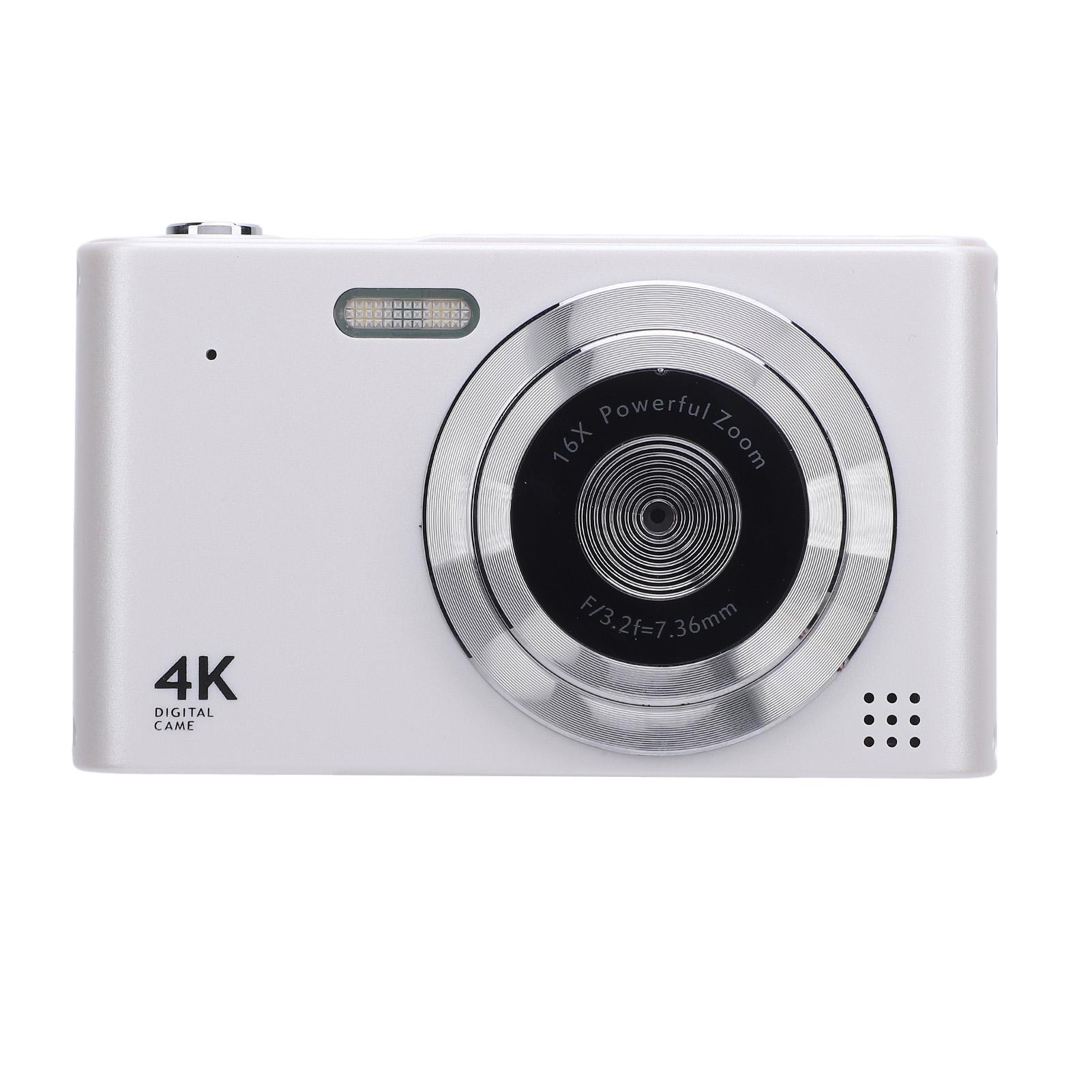 

Цифрова камера 16x Зум 4K 48МП 2.4 Дюймовий IPS Екран Стабілізація Відеозапис Компактна Цифрова білий