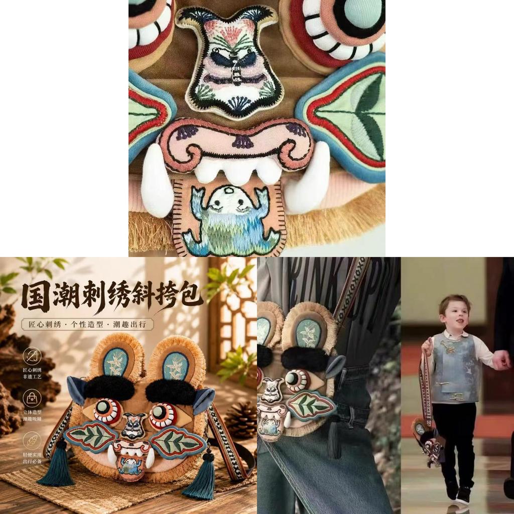 Traditional Tiger Head Plush Bag With Pp Cotton Filling For Women And Men