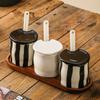 Guan Zhuo Jia Ceramic Seasoning Jar Set with Wooden Tray