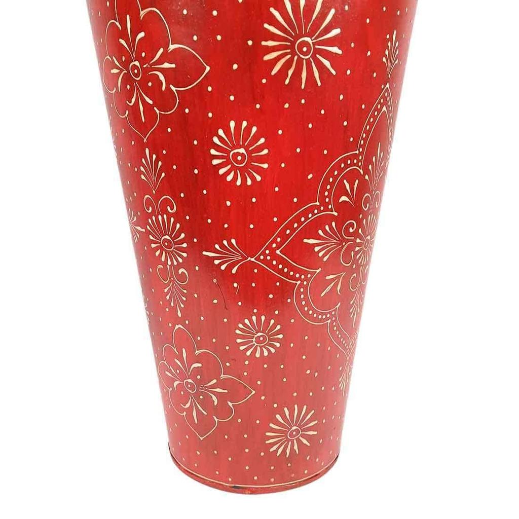 The Online Shop Flower Vase | Big Metal Flower Pot for Corners - for Living Room and Home Decor (Red, 24 Inch)