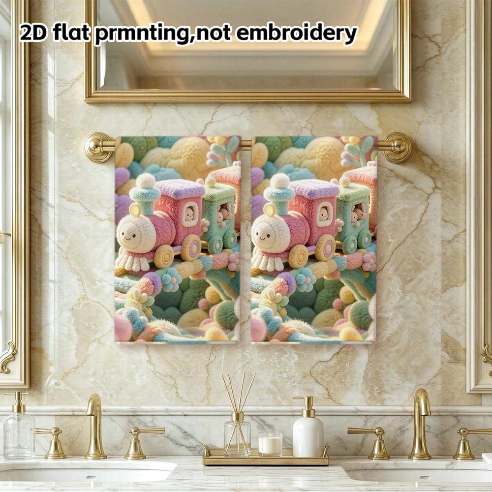 Flower Garden Little Train Bath Towel, Fluffy Absorbent Quick-Dry Towel for Shower