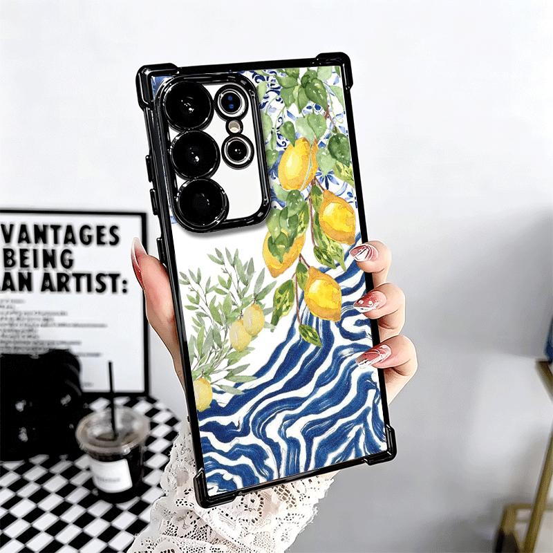 Mediterranean Lemon Soft Phone Case For Samsung Galaxy S26 Ultra S25 Edge S24 FE S23 Plus S22 S21 + S20 Plating Anti-Fall Fundas