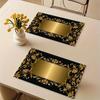 4pc [Elegant Placemats] The Elegant Golden Linen Placemats Are Suitable for Kitchen Dining and Coffee Heat-resistant Placemats