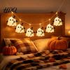 Dekorative Stoffgeister für Zuhause Halloween Geister Lichterkette Hexenhut Teufel LED Hängend Moderner Horror Stil Beleuchtung Deko Party Gruselig