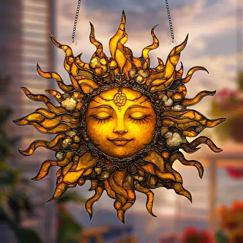 1Pc Sun Goddess Hanging Decoration Pendant Wind Chime Suncatcher Home Window Ornament Garden Decor Car Interior Decoratio
