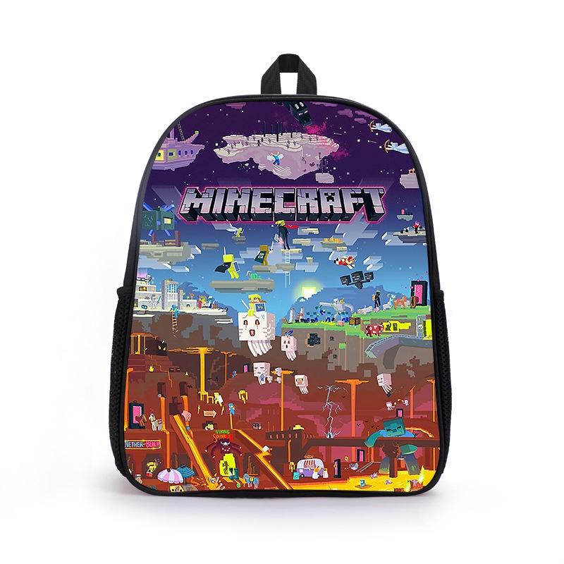 Cute Cartoon Print Minecraft Backpack For Boys And Girls Lightweight And Spacious Medium Size 36-55l Capacity