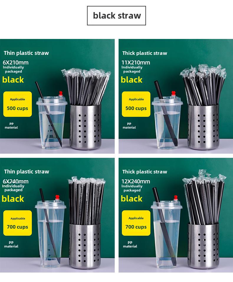 Disposable Transparent Thick PLA Pearl Milk Tea Straws with Independent Packaging