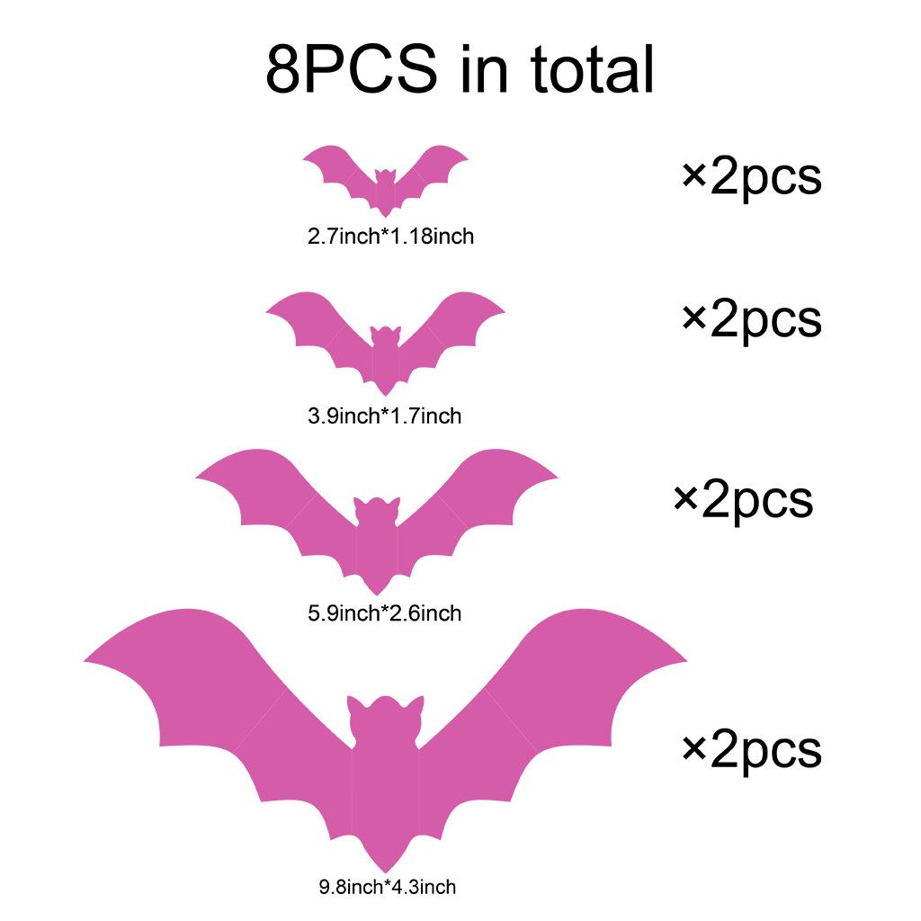 Black & Pink Halloween Bat Wall Stickers for Kids' Room Decoration & Party Ambiance