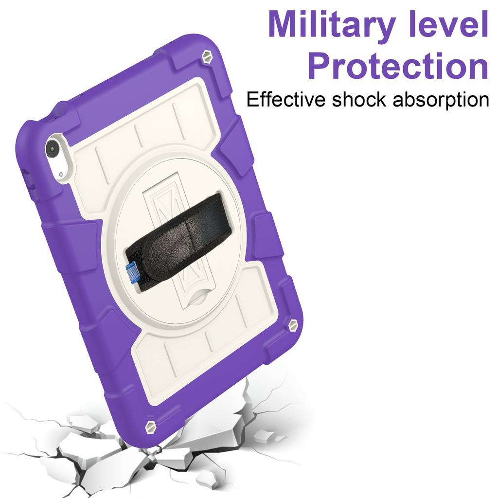 For iPad Air 11 (2025)/(2024) Kickstand Case Rotating Hand Strap PC+TPU Tablet Cover with Shoulder Strap