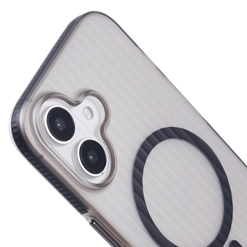For iPhone 16 Plus Case Corrugated Texture Phone Cover PC Shell Compatible with MagSafe