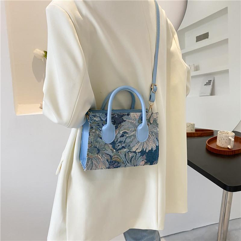 Yogodlns Floral Graphic Satchel Bag For Women Fashion Small Square Bag Fashion Portable Handbag Designer Shoulder Crossbody Bags