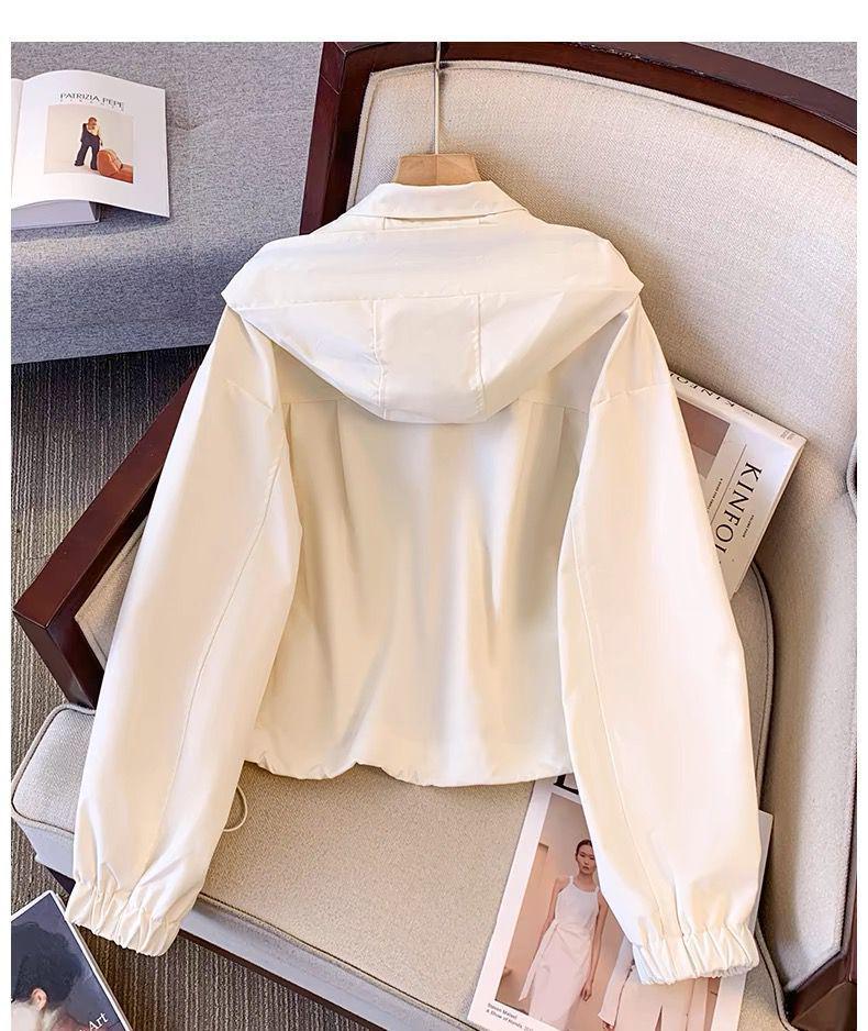 2025 Petite Women's Spring/Autumn Workwear: Thin, Short, Loose Hooded Casual Jacket
