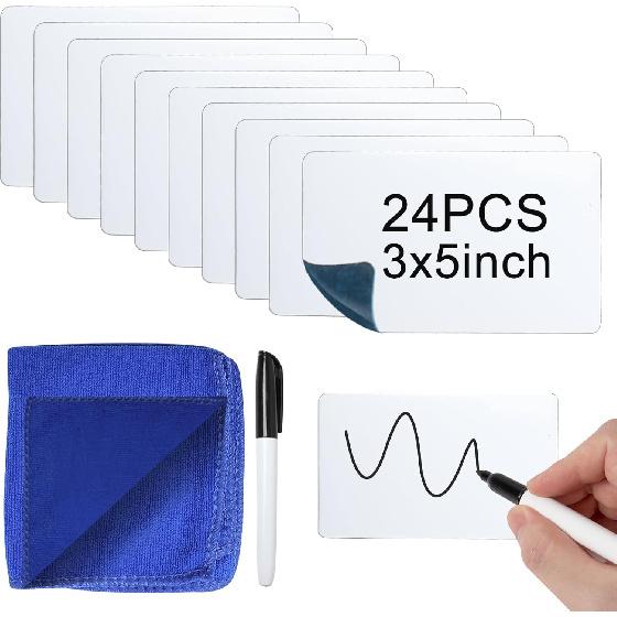 Dry Erase Labels Stickers 24 Pack 3x5 inch Reble Dry Erase Sticky Notes Mini Whiteboard Label Stickers Removable Reble Sticky Labels Dry Erase Post