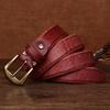 Thickened Large Copper Buckle Extra Thick Beveled Edge Retro Matte Leather Belt Men's First Layer Cowhide Casual Belt