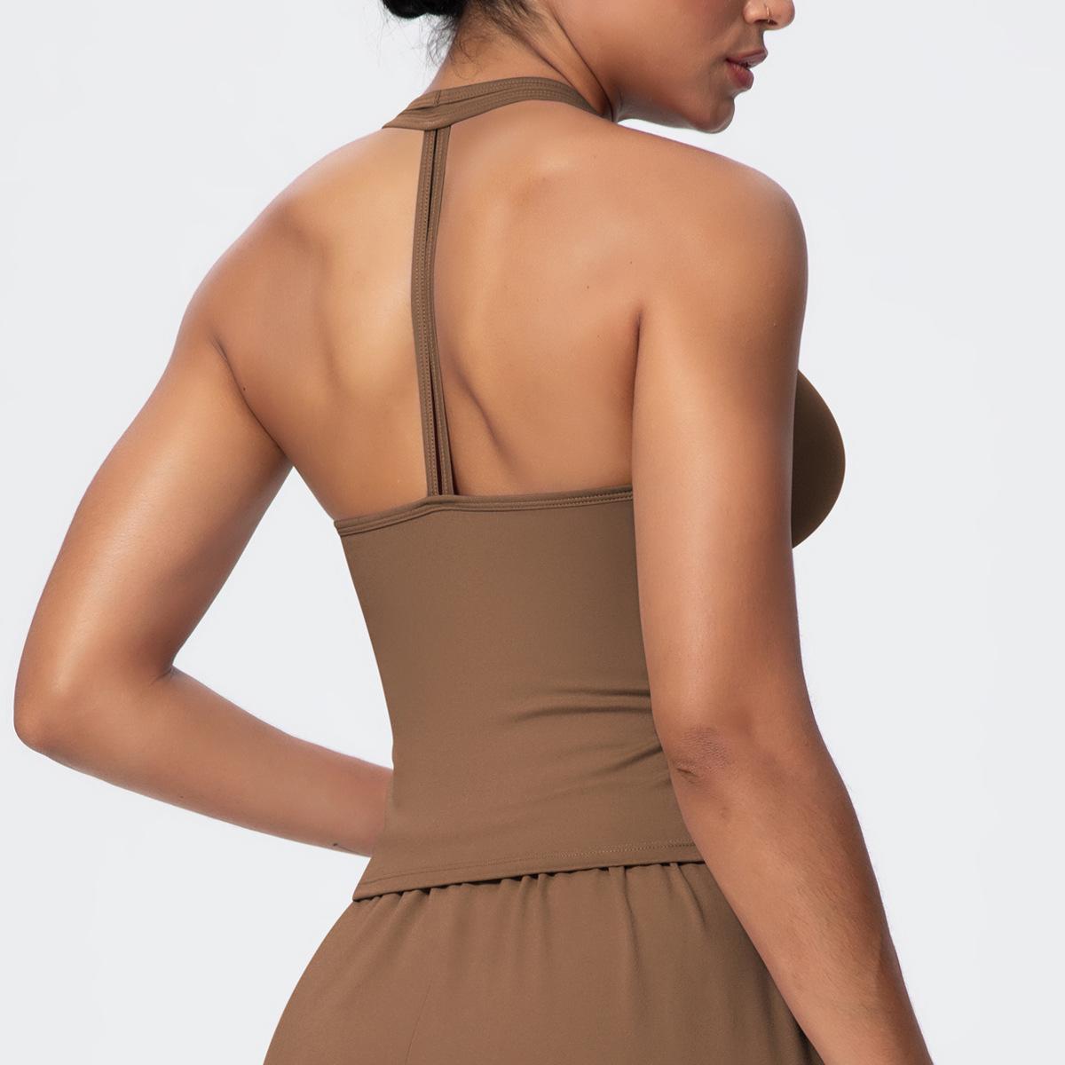 

Жіночий топ для йоги з V-подібним вирізом, тонкими бретелями та стильною відкритою спиною Small