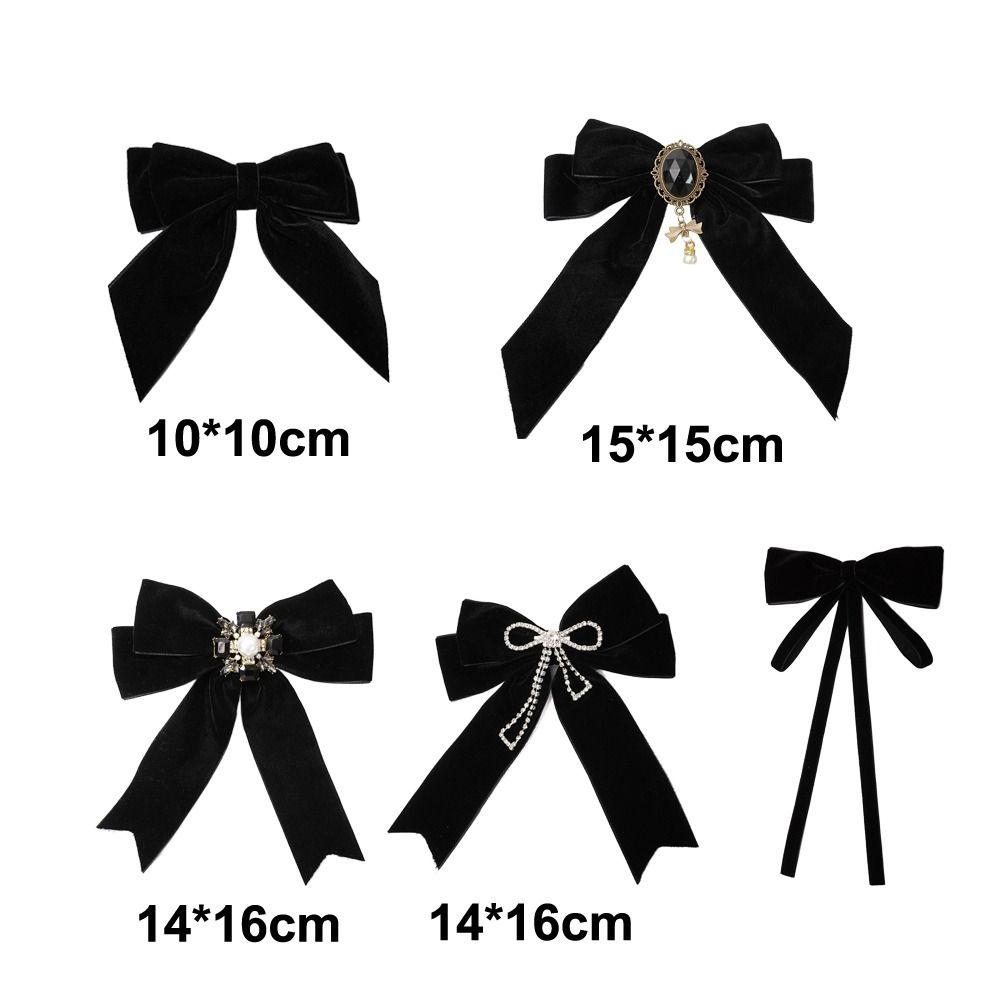 Velvet Memorial Black Ribbon Bowknot Brooch Black Collar Pretied Necktie Clip  Women