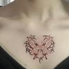 Red And Black Thorns Love Butterfly Tattoo Sticker Dark Sweet Cool Waterproof Lasting Chest Collarbone Personality Pattern