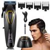 Hatteker Professional Hair Clippers 7500RPM Vector Motor DLC Blades 4 Guide Combs USB Base Charging Barber Hair Trimmer for Men