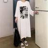 Women's Plus Size Short Sleeve Cotton T-Shirt Dress - Casual, Loose, Knee-Length, Slimming, Summer Wear, Maternity Friendly.