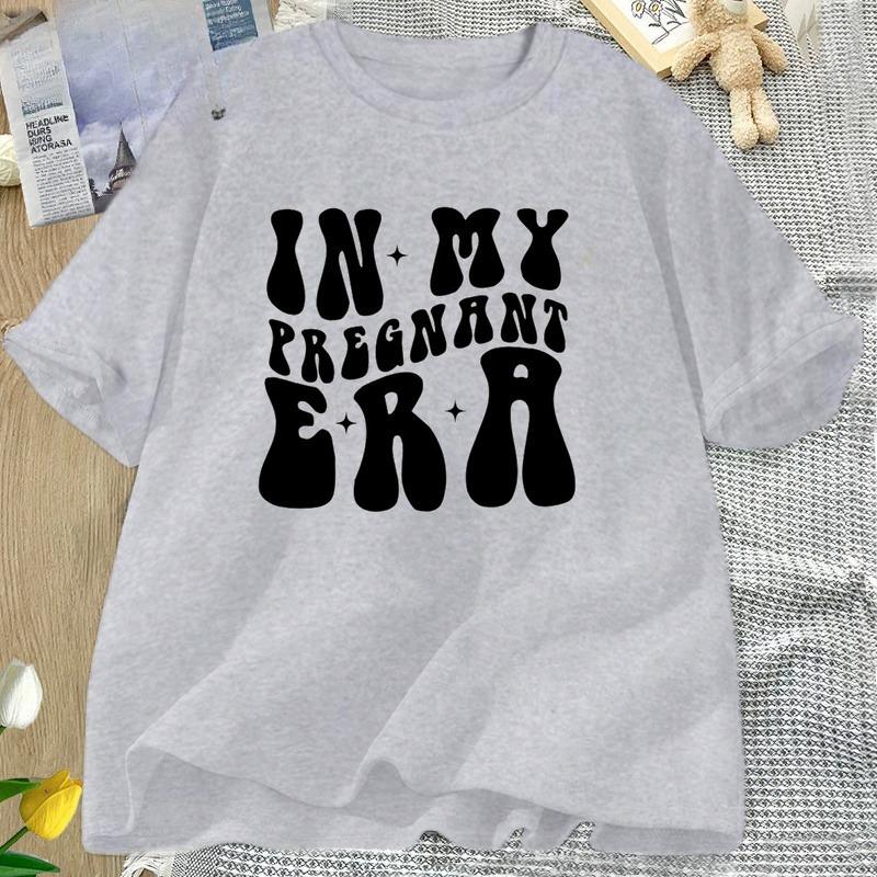 In My Pregnant Era Tshirt Funny Mama Mom Tshirt Cotton Short Sleeve Letter Print T Shirt Casual O Neck Harajuku Tees Oversized