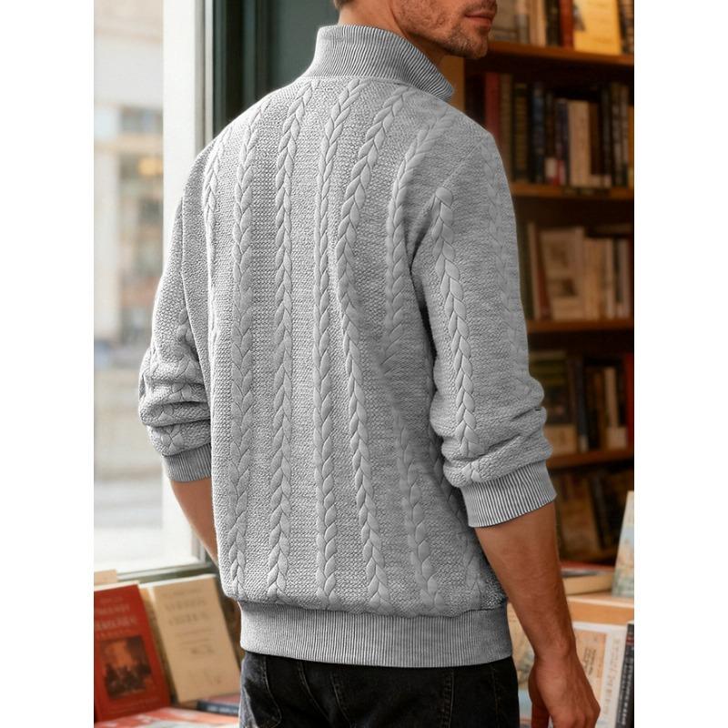 Men S Casual Vintage Half Zip Knit Sweater Loose Fit Long Sleeve Pullover