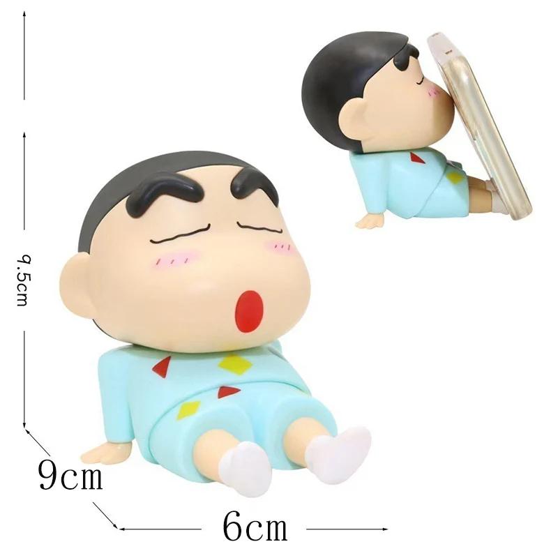 Shin-Chan Anime Phone Holder Cute Watching TV Style Stand Cartoon Ornament Kawaii Desk Decoration Doll Gift for Birthday Office