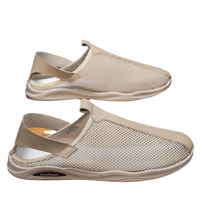 Sandals men's 2024 summer new mesh breathable thin light sports casual driving soft-soled men's beach shoes