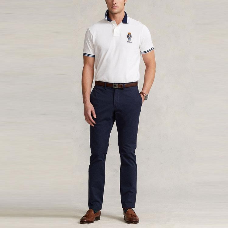 Polo Ralph Lauren SS22 Color Block Cotton Short Sleeve Polo Shirt Men Tops White MNPOKNI1N821681-100