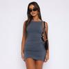 Summer Sleeveless Simple Women Casual Short Dress O Neck Elegant Solid Color Bodycon Vest Sexy Hip-wrapped Party Dresses Women's Clothing