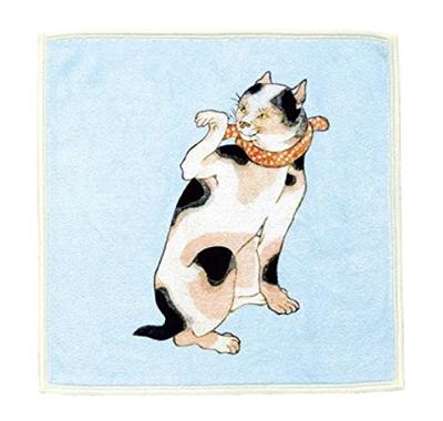 Japanese Kyoto Handkerchief for Wiping Glasses and Smartphones Fabric Cat and Bonito Flakes Goods, Accessories, Double-Sided [Ukiyo-e Collection]