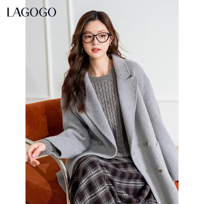 Элегантное женское пальто LAGOGO из 100% шерсти
