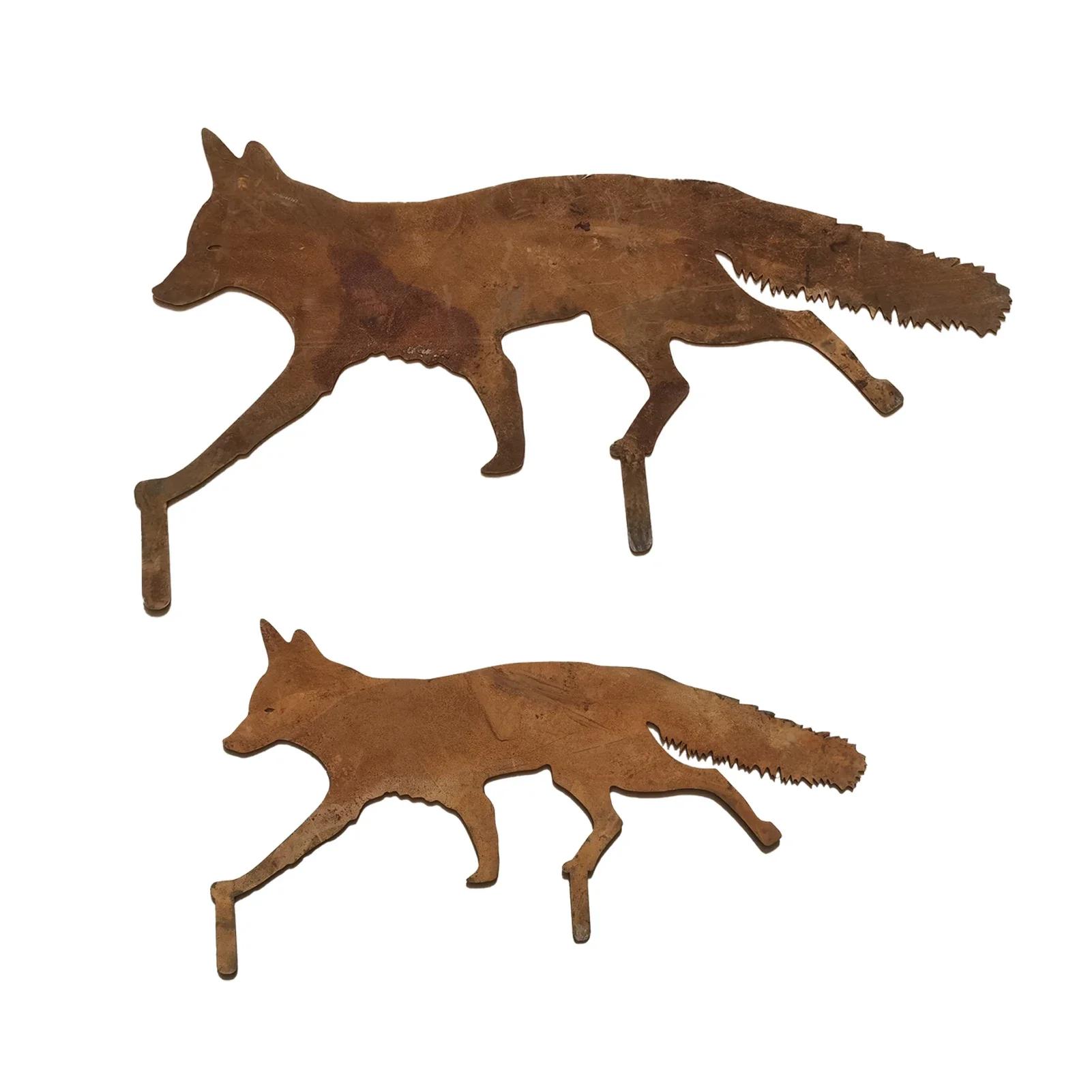 2 шт. Металлическая лиса Садовое украшение Сделай ржавчину Лиса Втыкаемый в газон Креативный Двор Сад Металлическое Украшение