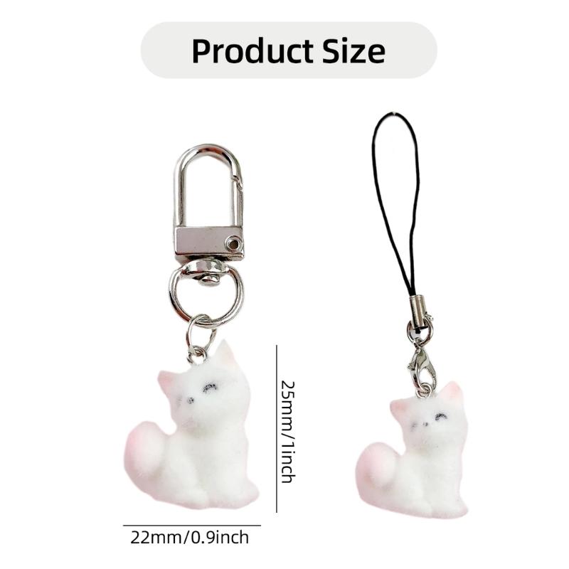 Cartoon Foxes Keychain Plush Felt Designs Soft Touch Resin Bag Charm Keys and Phone Accessory Stylish Phone Pendant