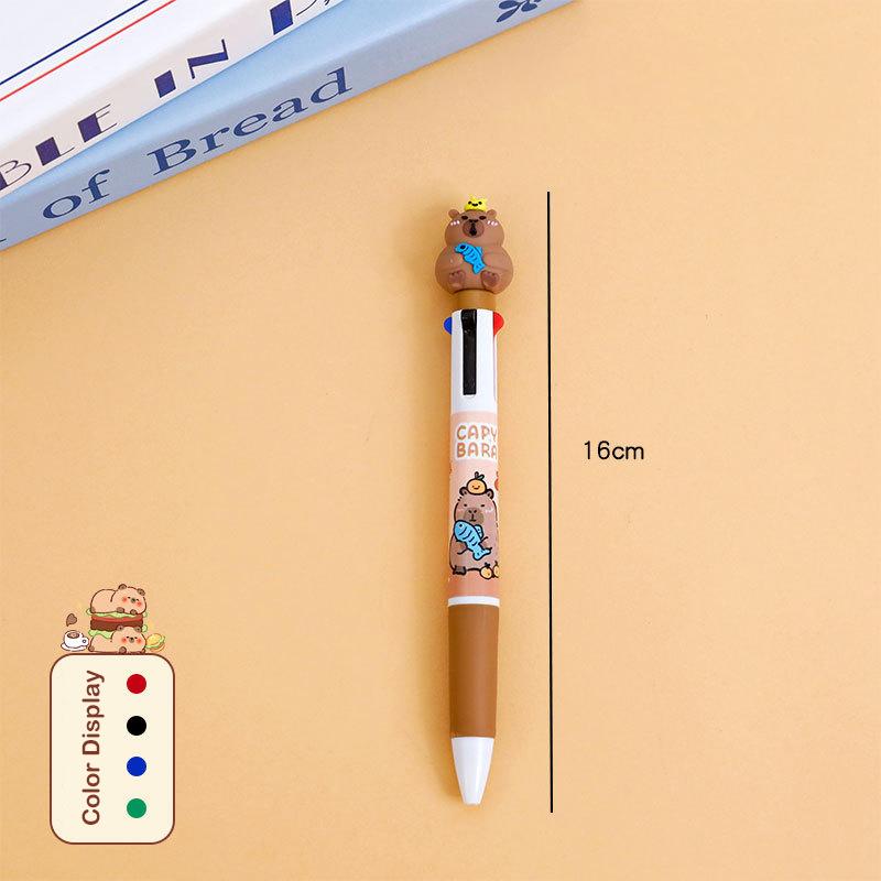 Cartoon Capybara Multicolor Ball Pen Ballpoint Pen Multicolored Pens Colorful Refill Multifunction 6/4 Colors In One Student