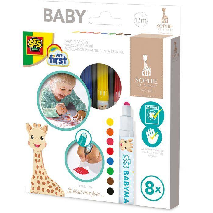 SES Creative - My first - Sophie la girafe - Feutres pour bébé - Peinture bebe - Premier crayon - Peinture a l eau bebe