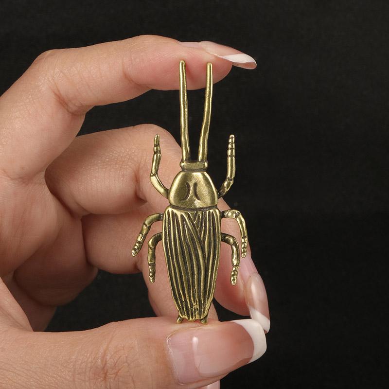 Antique Solid Brass Insect Cockroach Figurines Miniature Tea Solid Pet Funny Beetle Crafts Collection Desktop Small Ornaments