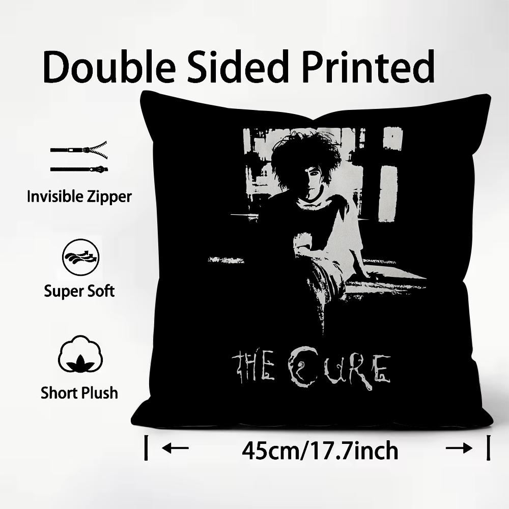 

TThe CureS Rock Band Cushion Cover Plush Fabric Soft DoubleSided Printed Sofa Warm Winter Home Child Gift Pillow Case 30x30cm